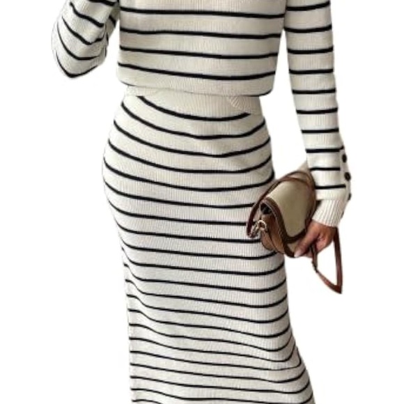 Striped Knit Top AND Skirt OUTFIT in Black and White - small - Picture 5 of 5